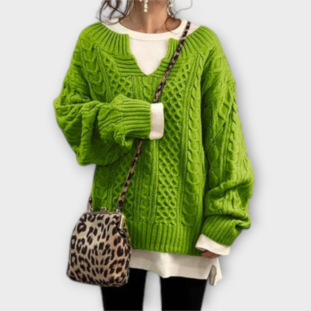 Pullover de malha oversized com padrão de trança