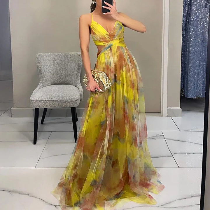 Giselle | Encantador Maxi-vestido com Estampa Floral