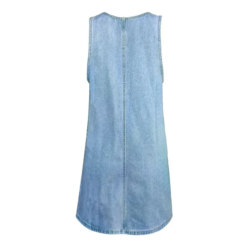 Brisa Azul- Vestido de Verão em Denim Prático e Leve