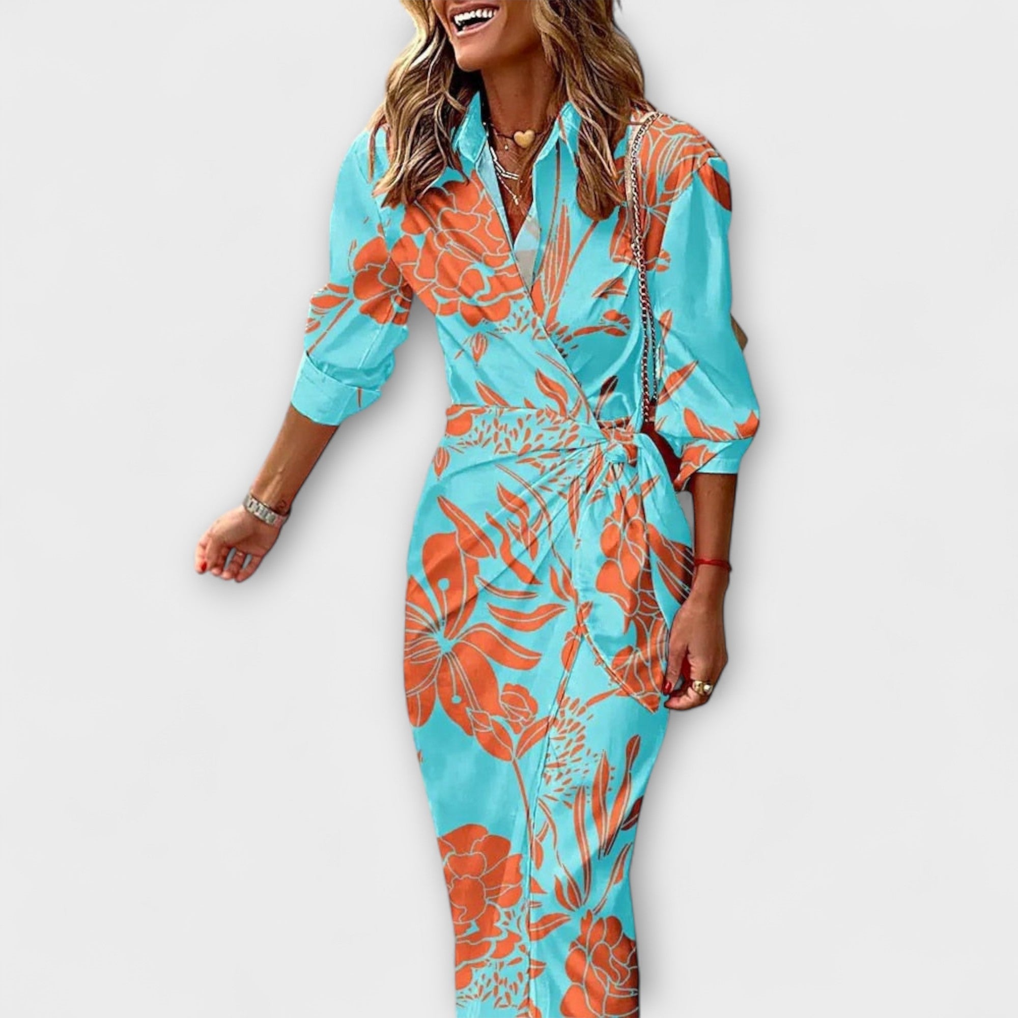 Clarissa - Vestido Midi às Riscas