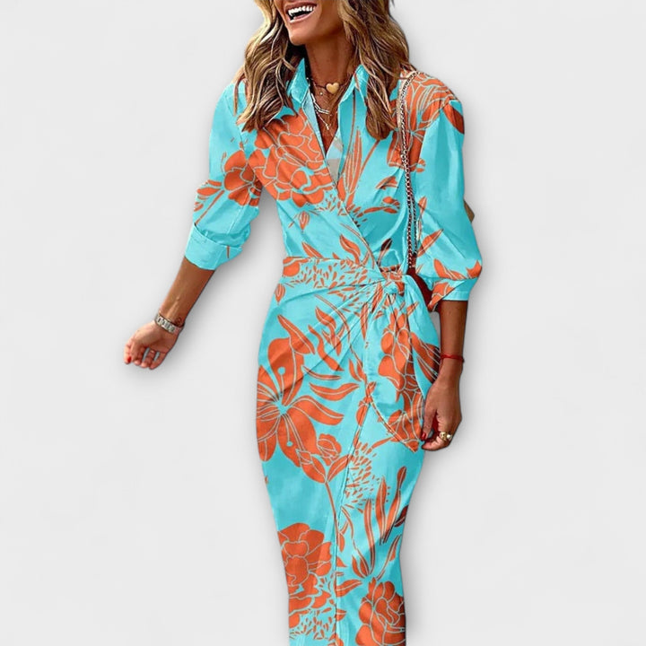 Clarissa - Vestido Midi às Riscas