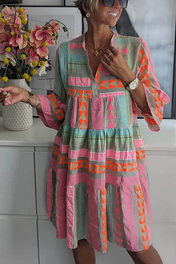 Juliane – Vestido Swing em Camadas Boho
