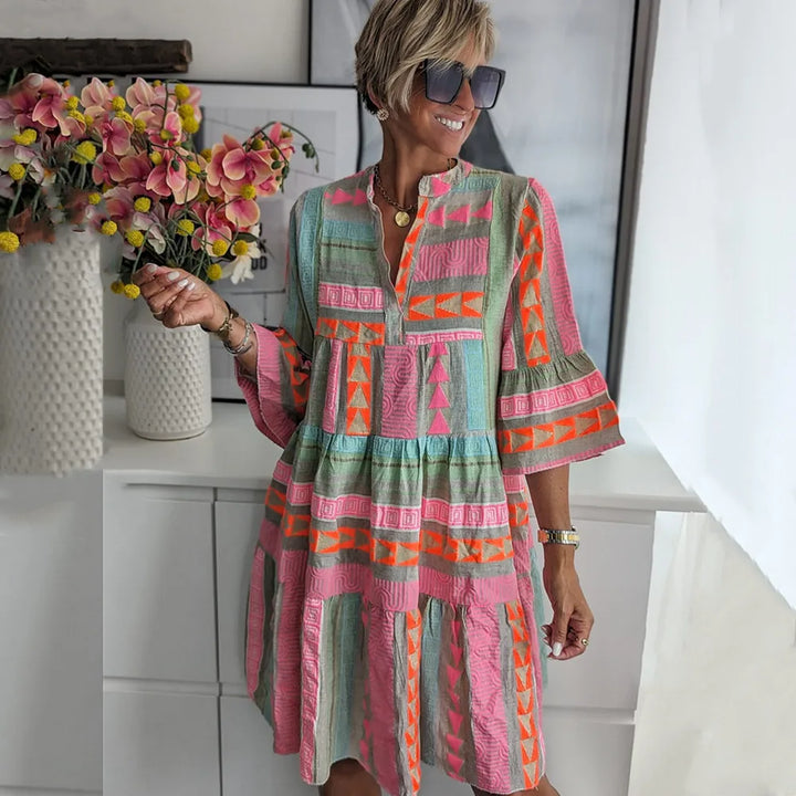 Juliane – Vestido Swing em Camadas Boho