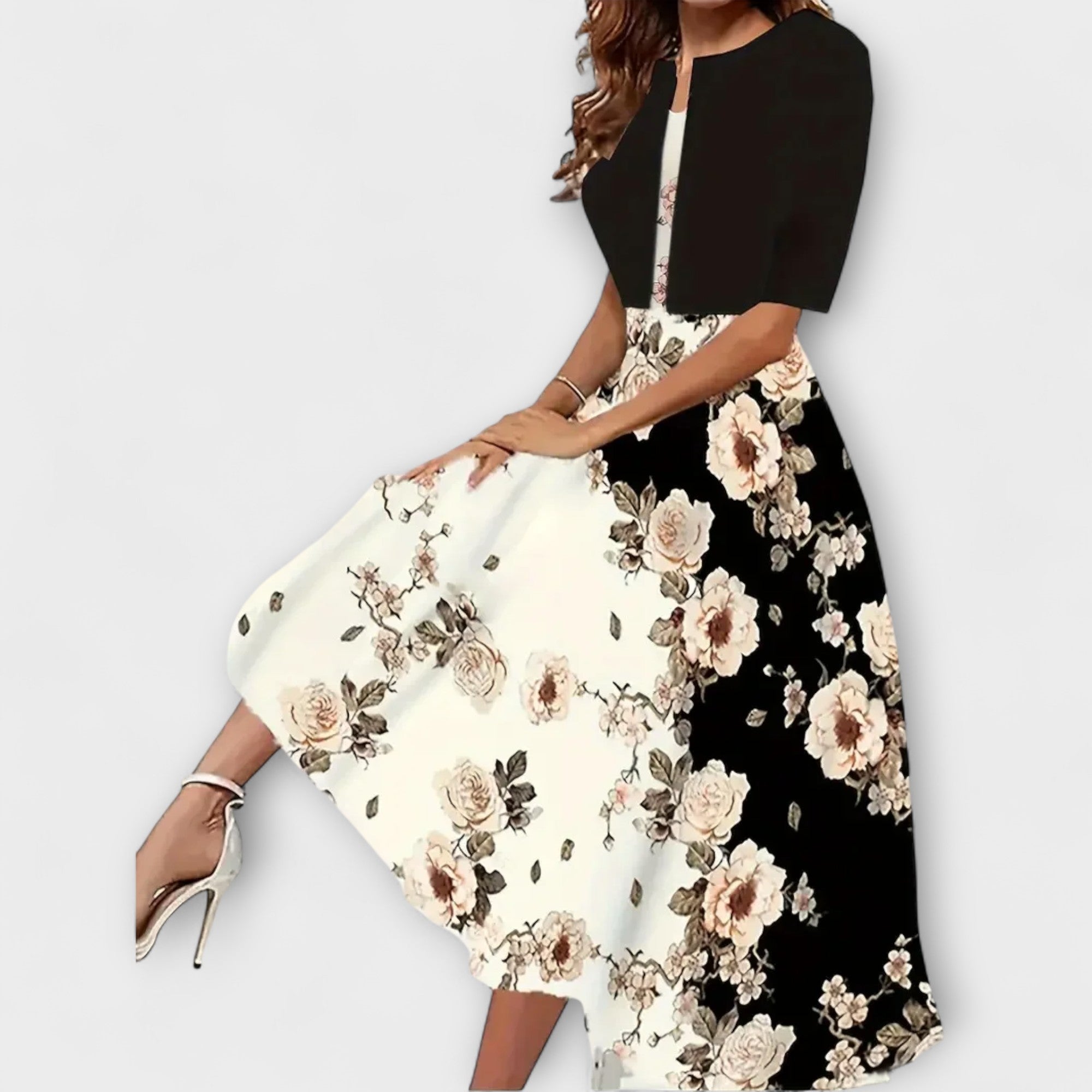 Elegantes Vestido Midi de Verão para Senhoras com Blazer