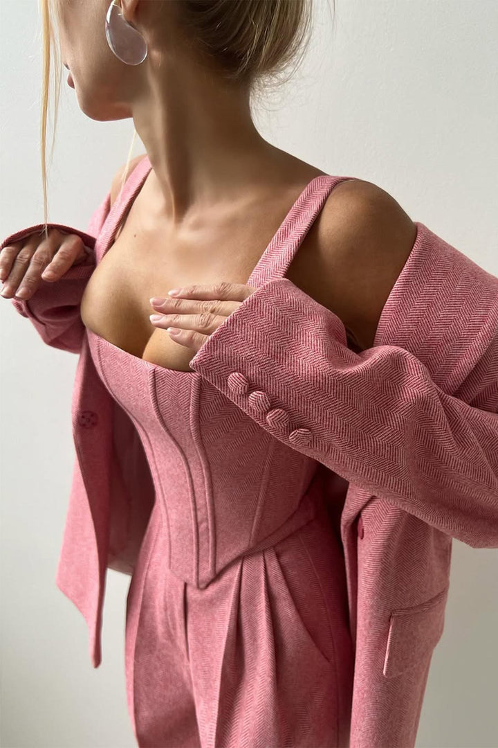 Diana - Conjunto Três Peças com Blazer de Dupla Fileira