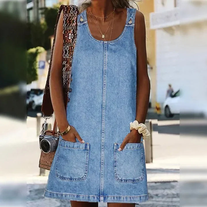 Brisa Azul- Vestido de Verão em Denim Prático e Leve