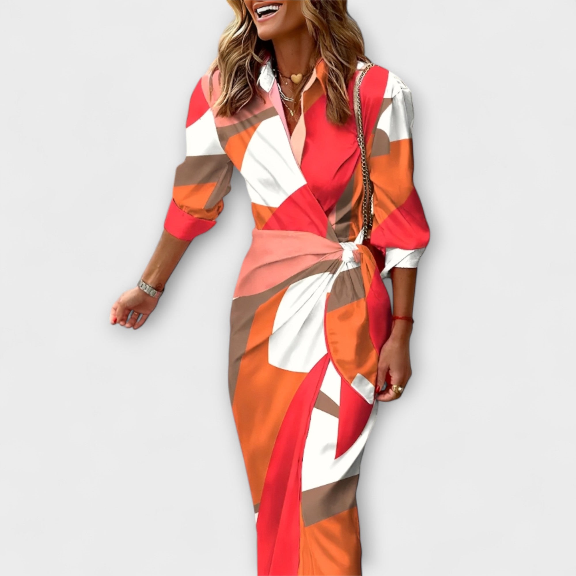 Clarissa - Vestido Midi às Riscas