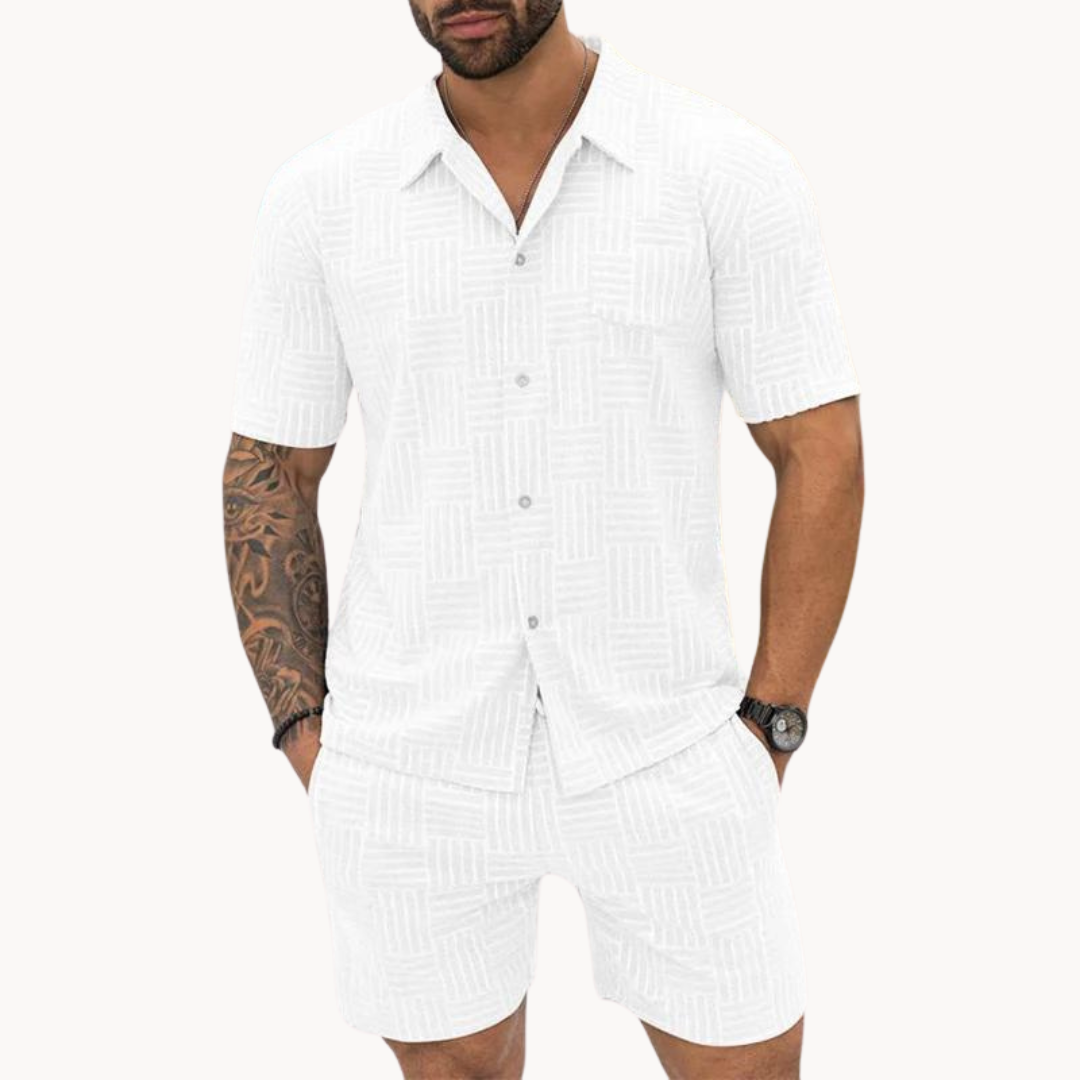 Conjunto Camisa e Calções – Estilo Retro em Malha com Conforto e Flexibilida