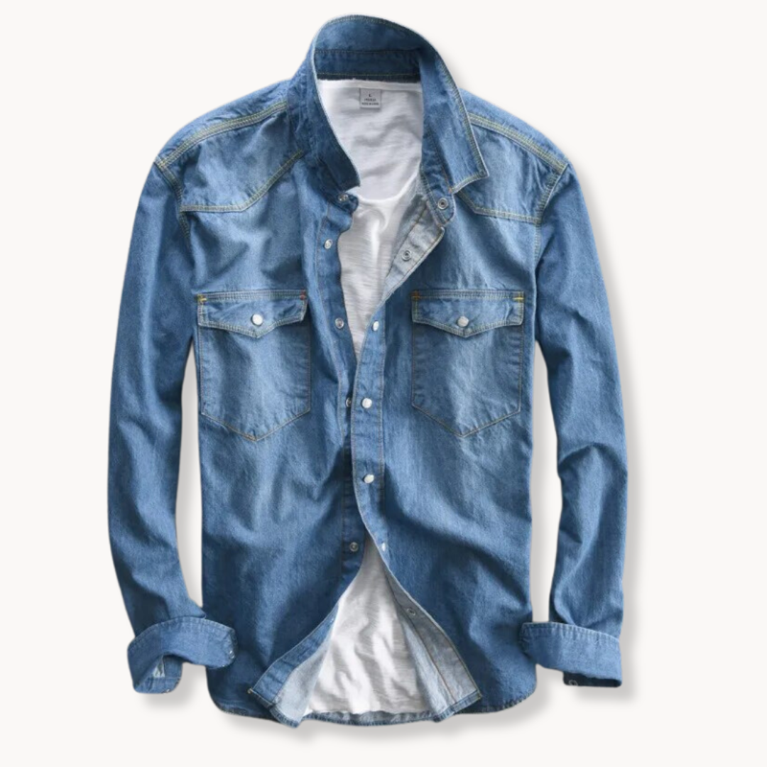 Camisa de Mistura Escovada com Botões Frontais e Ajuste Confortável e Respirável