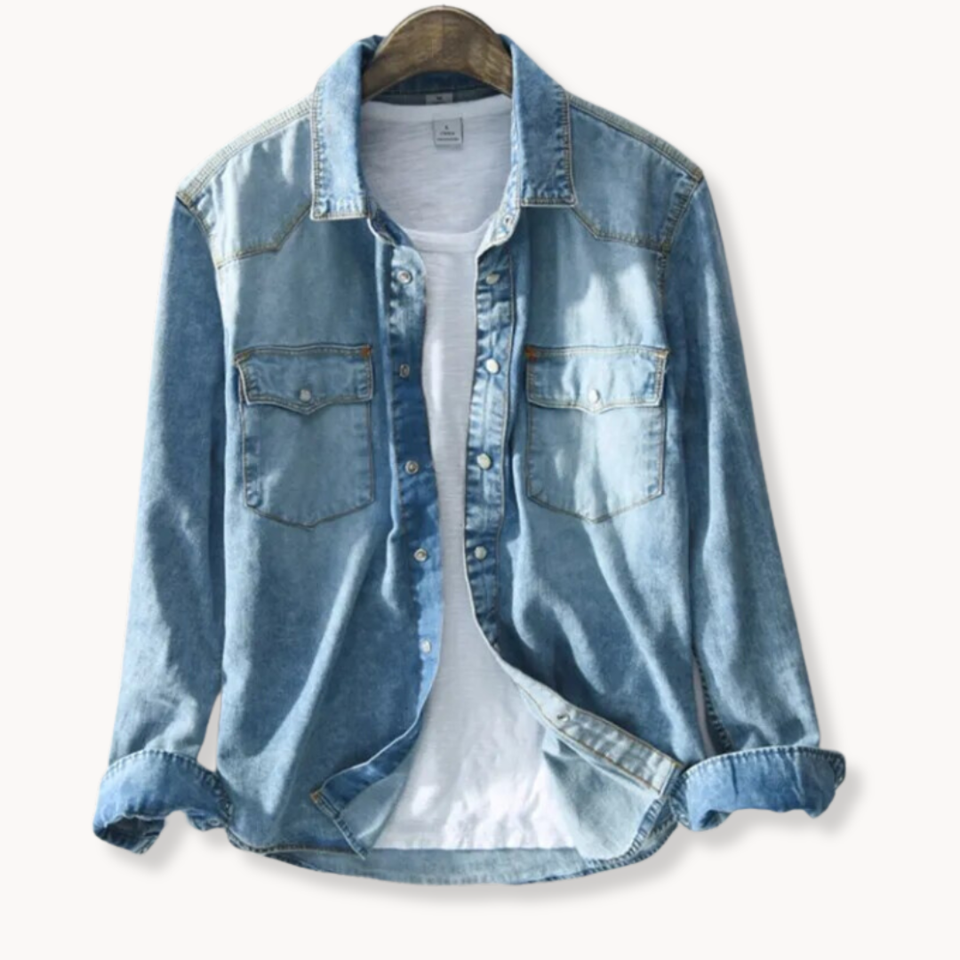 Camisa de Mistura Escovada com Botões Frontais e Ajuste Confortável e Respirável