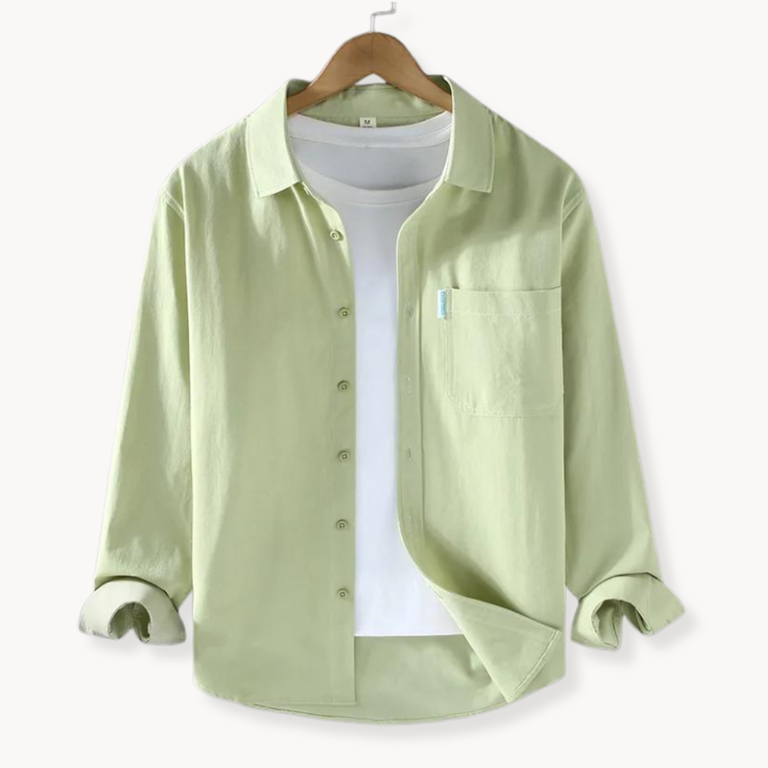 Camisa de Botões Frontais com Corte Longo e Ajuste Flexível e Respirável