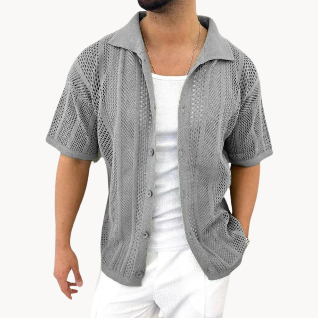 Camisa de Crochê de Manga Curta com Tecnologia de Arrefecimento Respirável