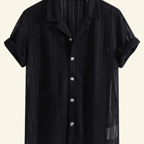 Camisa com Gola Canelada em Poliéster Leve