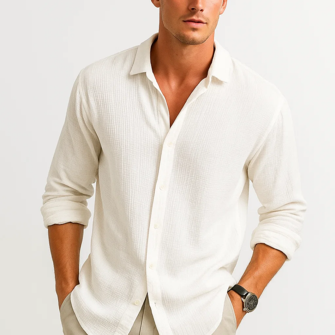 Camisa com Gola Inteligente e Botão Completo para Conforto em Movimento