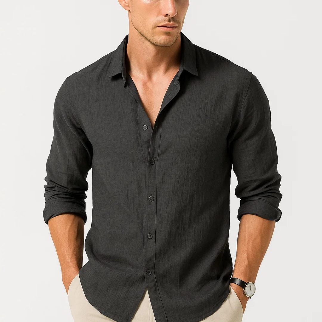 Camisa com Gola Inteligente e Botão Completo para Conforto em Movimento