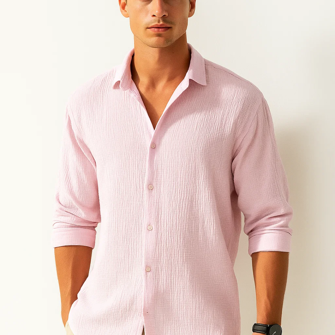 Camisa com Gola Inteligente e Botão Completo para Conforto em Movimento