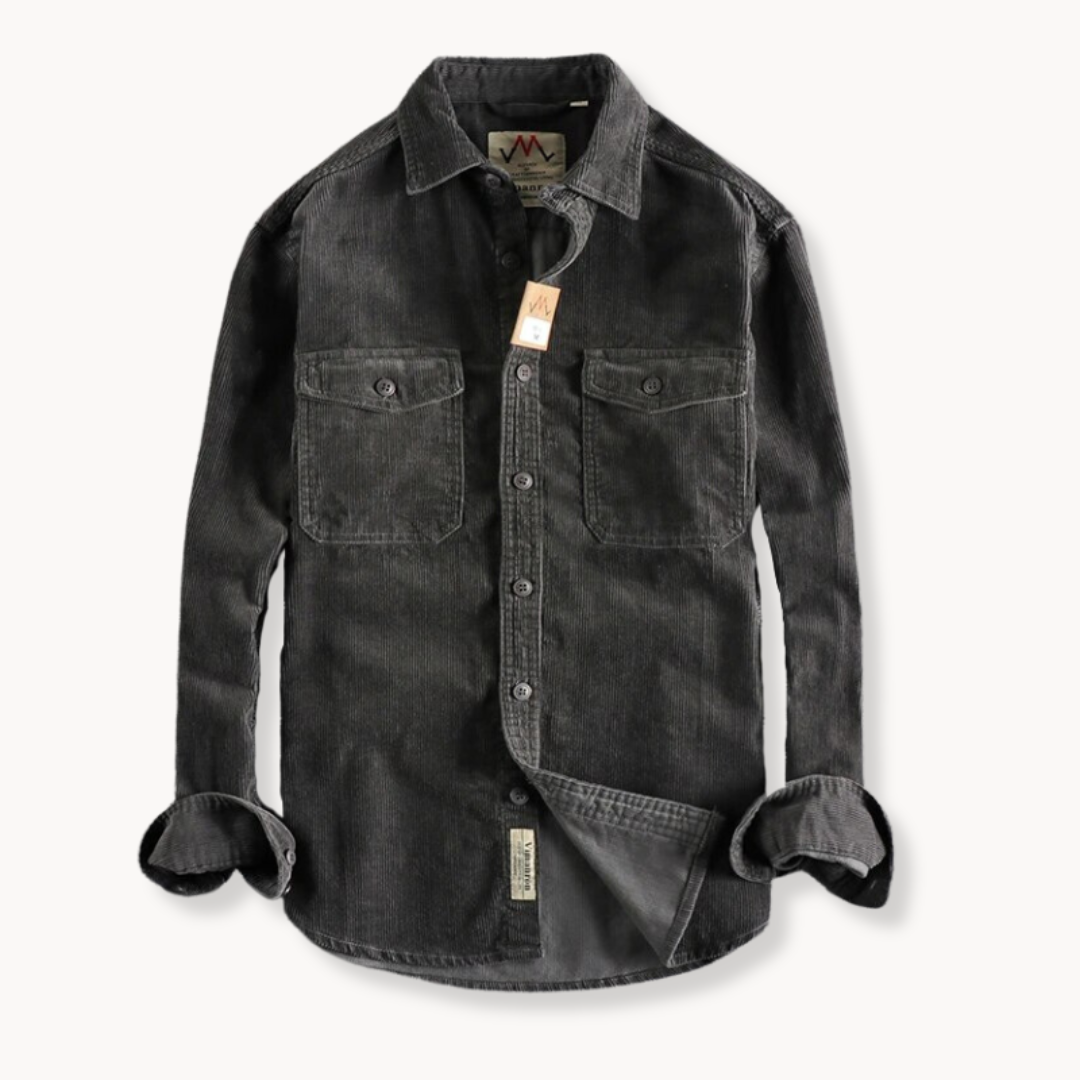 Camisa de Veludo Mole com Bolsos Decorativos para Armazenamento