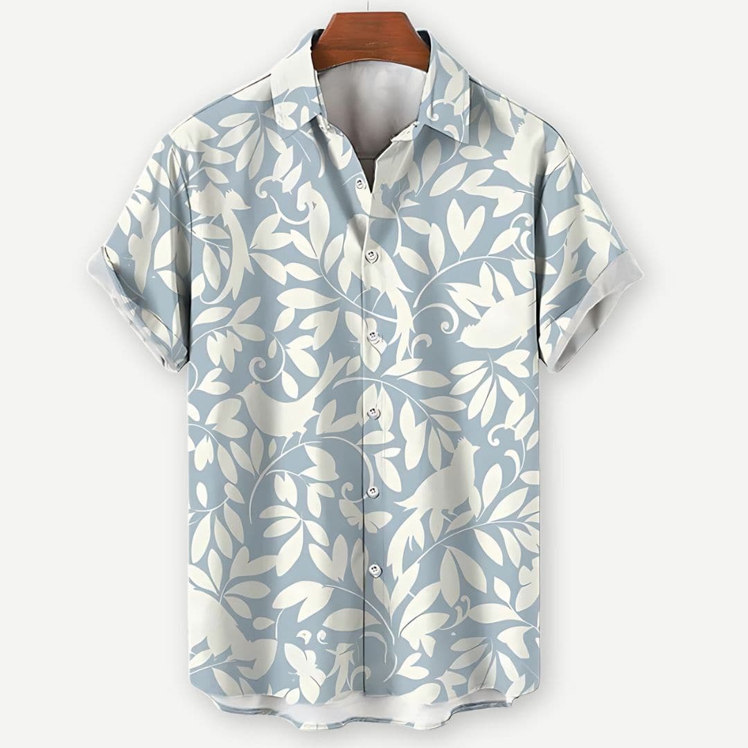 Camisa de Manga Curta - Estampa de Folhas