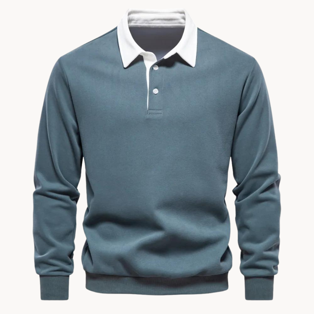 Soft-Blend Polo Sweatshirt - Contrasting Gola & Flexible Fit