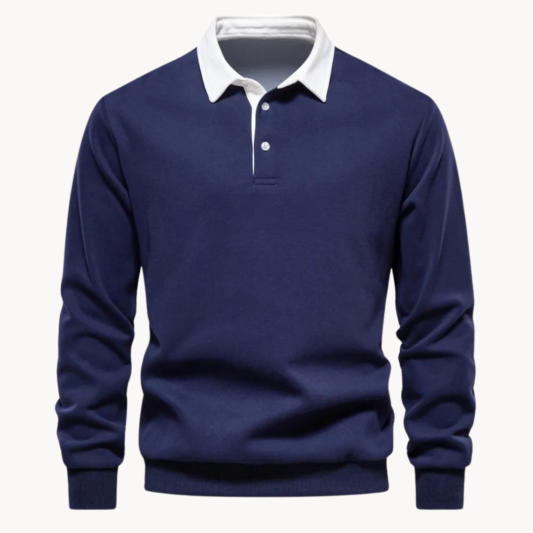 Soft-Blend Polo Sweatshirt - Contrasting Gola & Flexible Fit