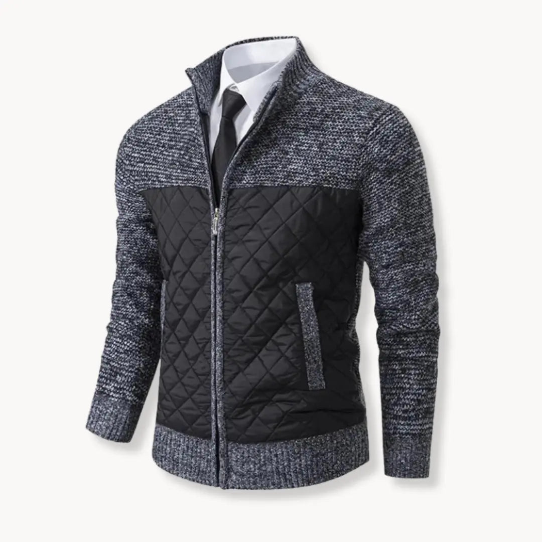 Jacquard Twill Sweater with Insulated Thermal Panels