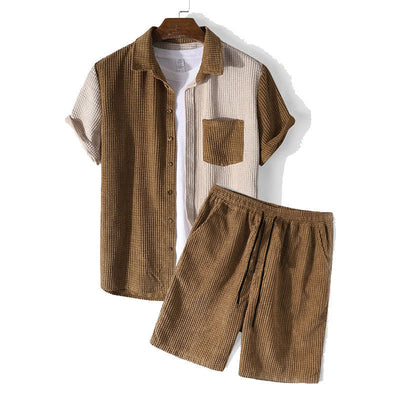 Conjunto de 2 Peças – Camisa Waffle e Calções com Corda