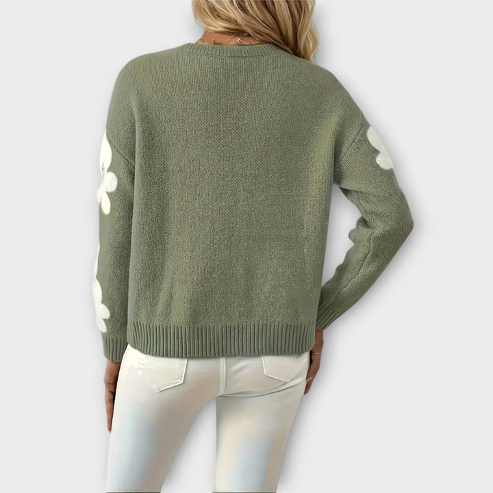 Silke - Pullover de malha suave com design floral