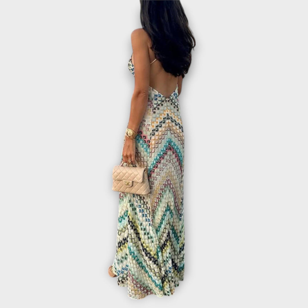 Remi - Vestido Maxi com Padrão de Peixe Colorido Missoni