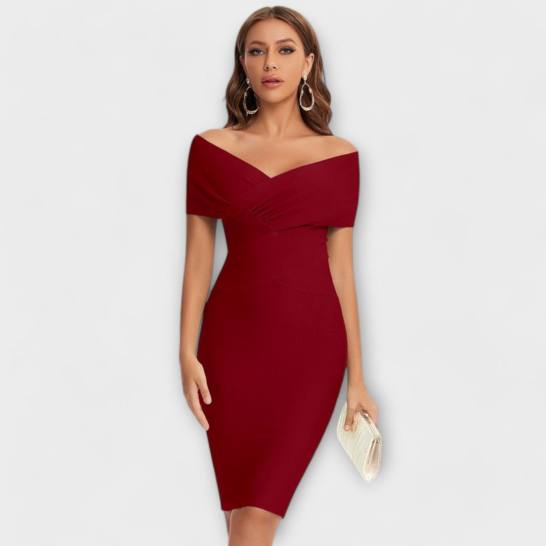 Vestido elegante com decote em V