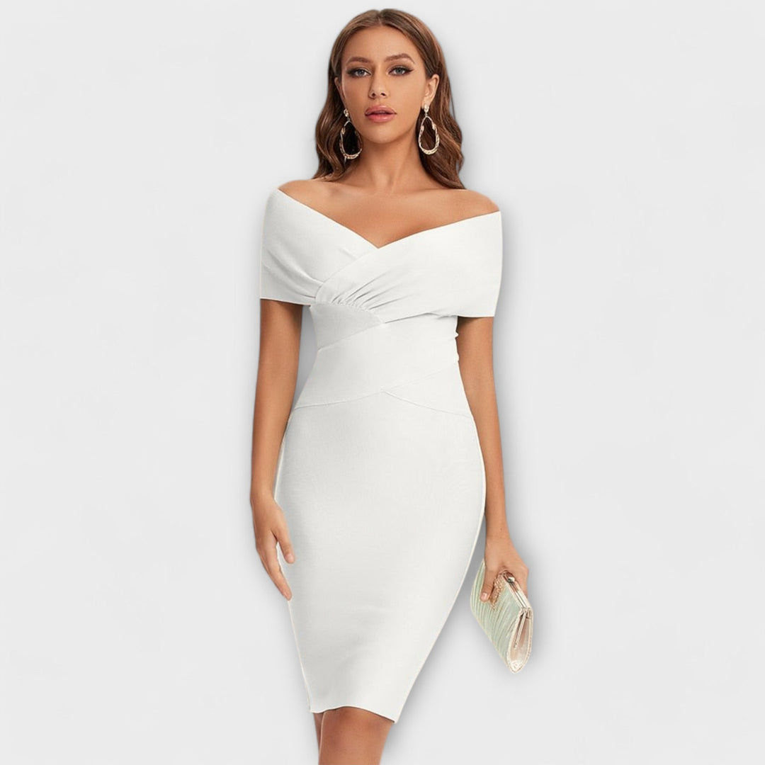 Vestido elegante com decote em V