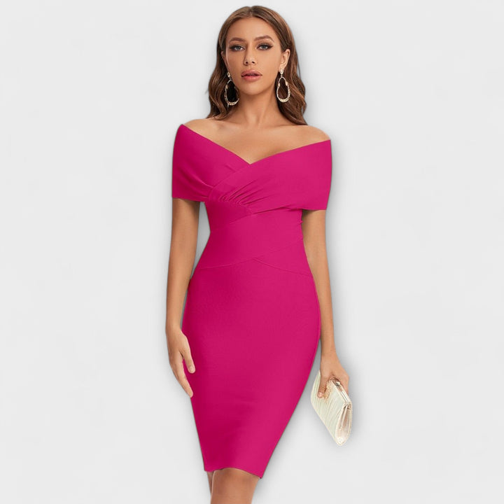 Vestido elegante com decote em V