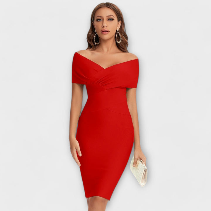 Vestido elegante com decote em V