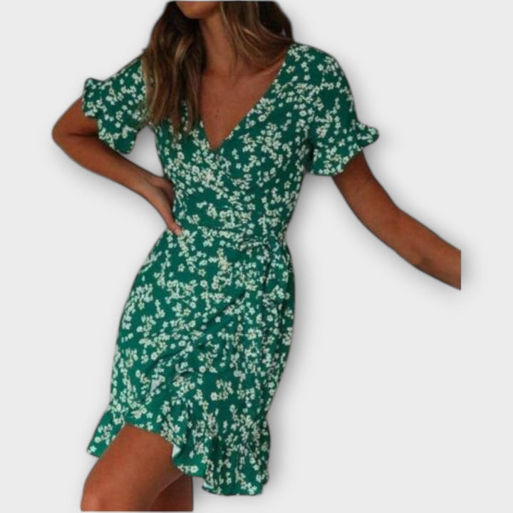 Nilsine - Vestido Boho Curto em Verde