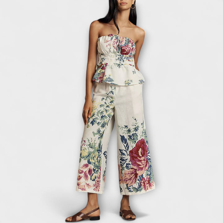 Indigo - Conjunto de Padrão Floral de Verão