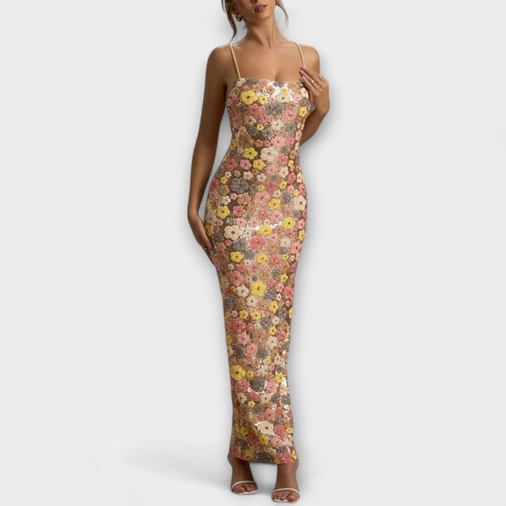 Oakley - Vestido Maxi com Lantejoulas Florais em Estilo Anos 80