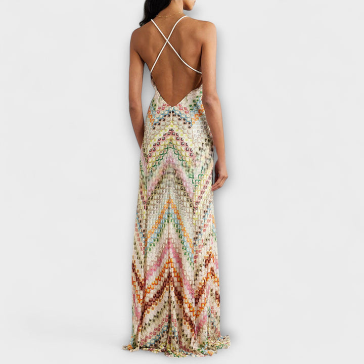 Remi - Vestido Maxi com Padrão de Peixe Colorido Missoni
