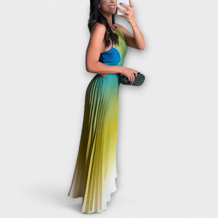 Haven - Elegante Vestido Maxi com Decote em V e Pregas