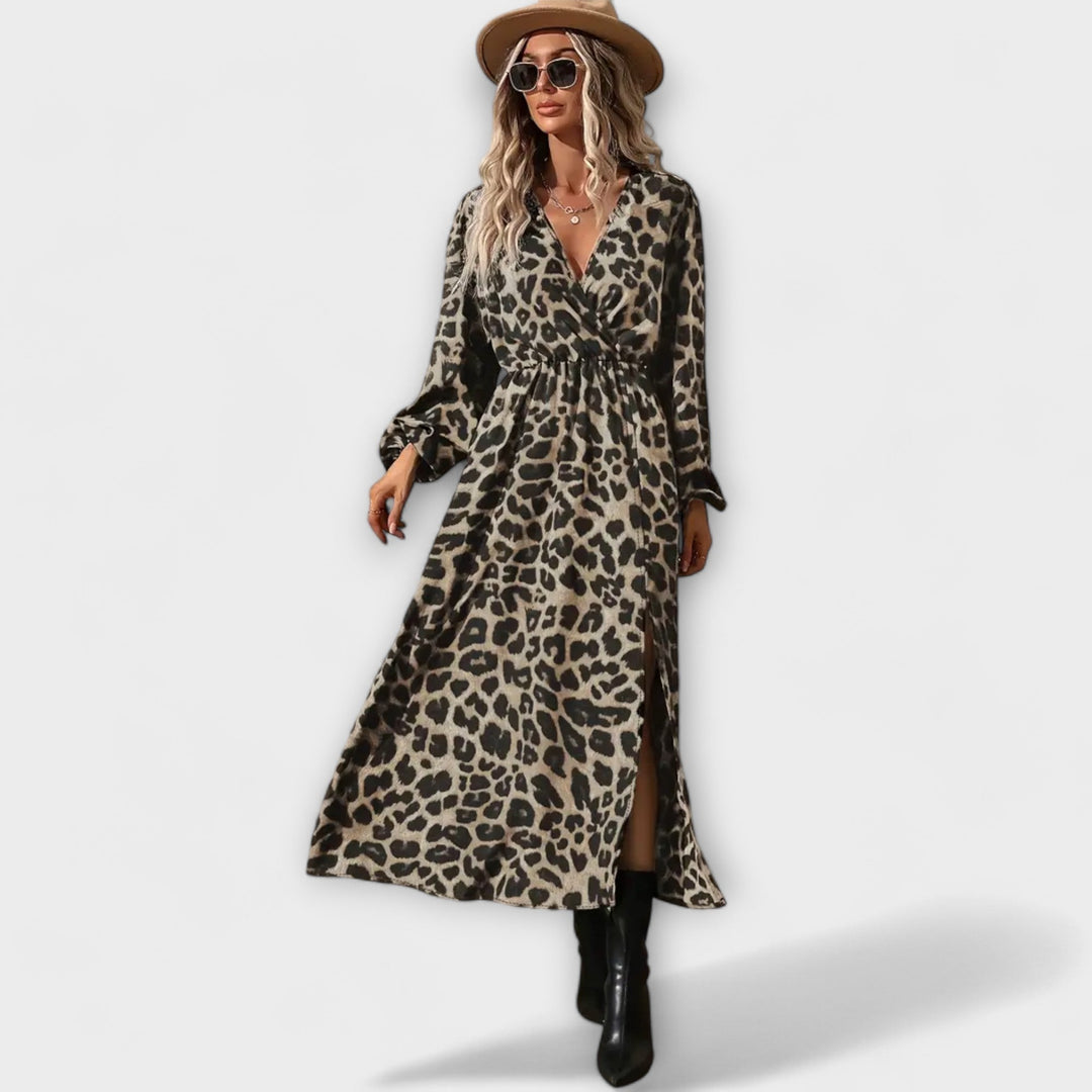 Natalie - Vestido Estiloso com Padrão de Leopardo