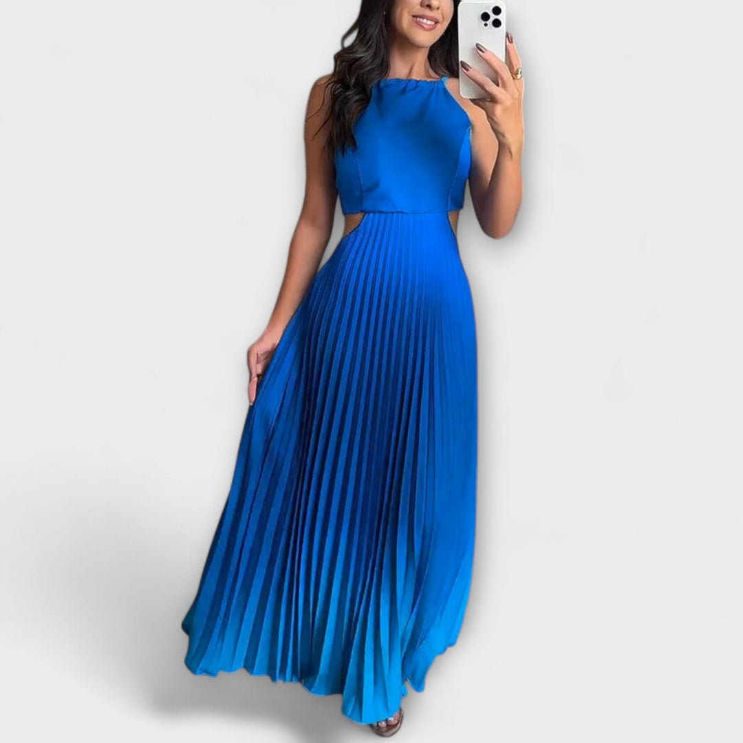 Haven - Elegante Vestido Maxi com Decote em V e Pregas