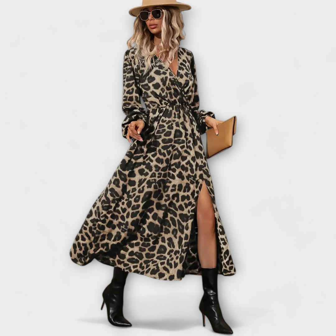 Natalie - Vestido Estiloso com Padrão de Leopardo