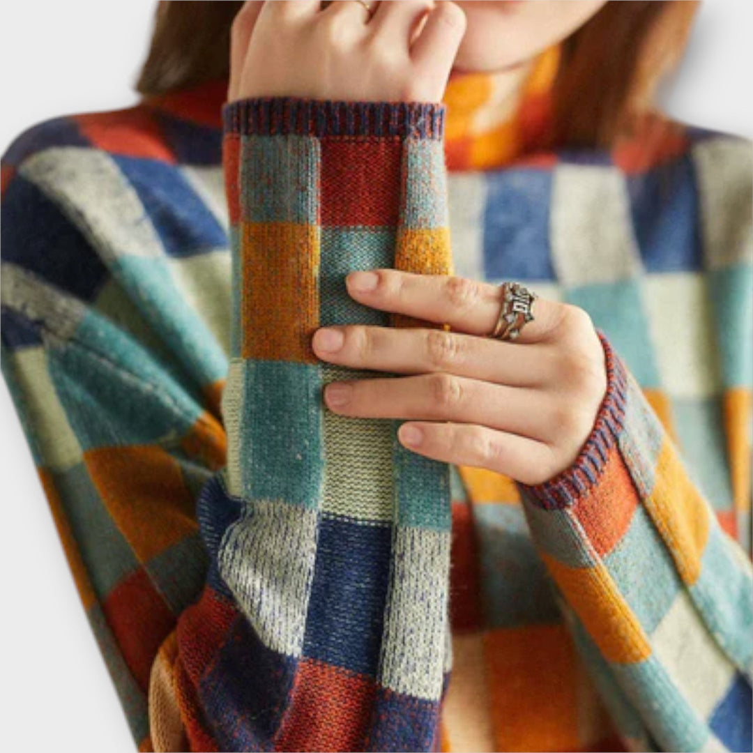 Erika - Pullover de Gola Alta em Patchwork