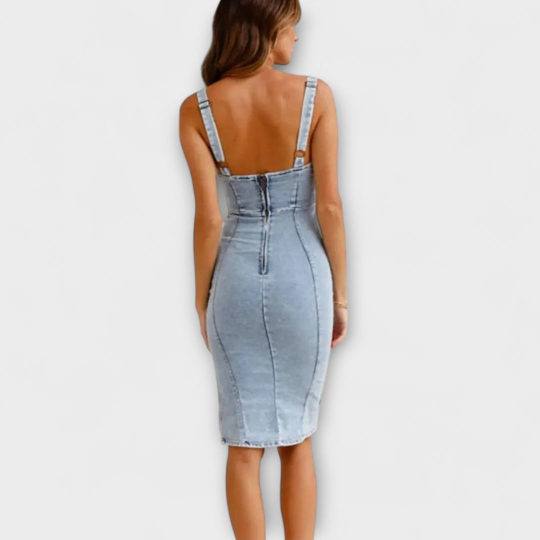 Anna - Vestido de Denim com alças ajustáveis