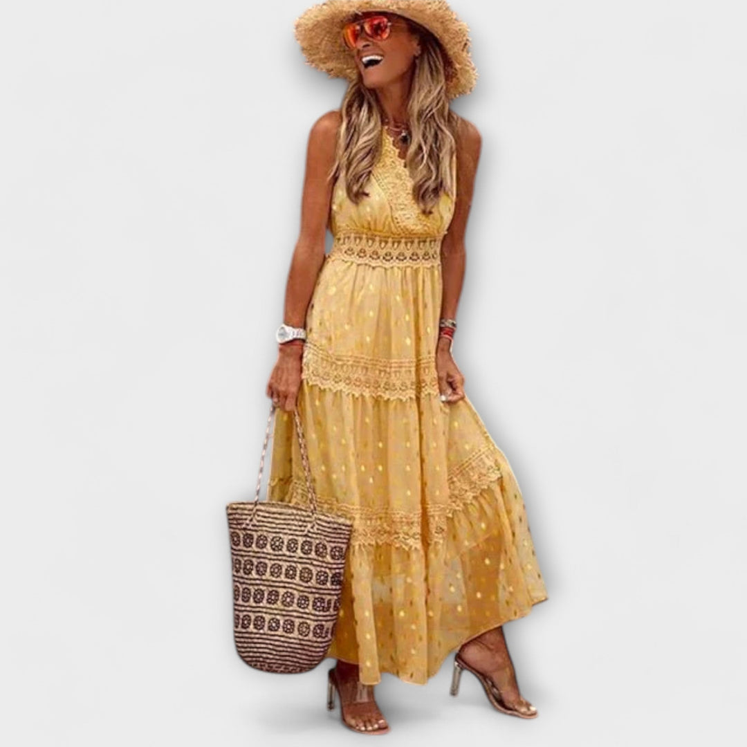 Lola - Vestido Maxi com Renda Boho