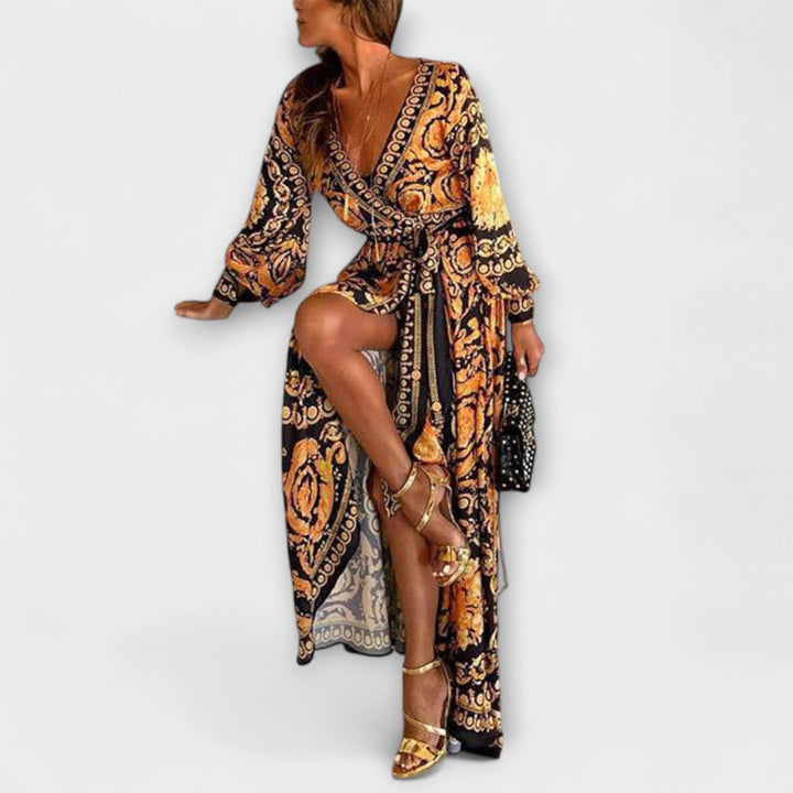 Vestido Envelope - Vestido Boho para Mulheres com Fenda